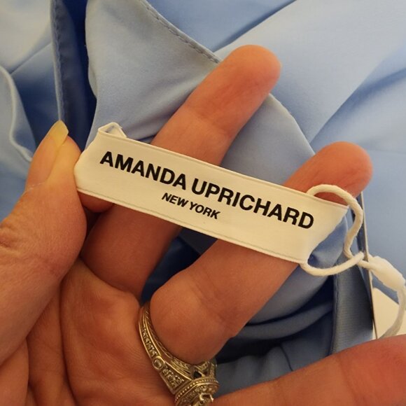 Amanda Uprichard Marbella Maxi Dress NWT Blue Large Tear at back vent - Picture 11 of 14